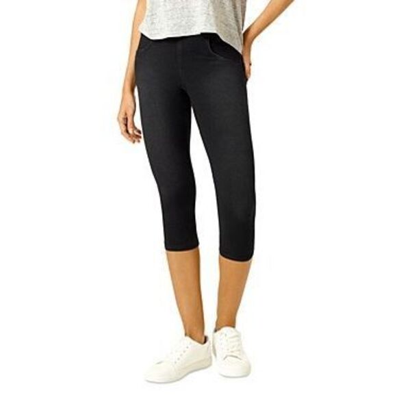 Hue Game Changing Hi-Rise Capri Denim Leggings - Black Size L - Picture 1 of 3